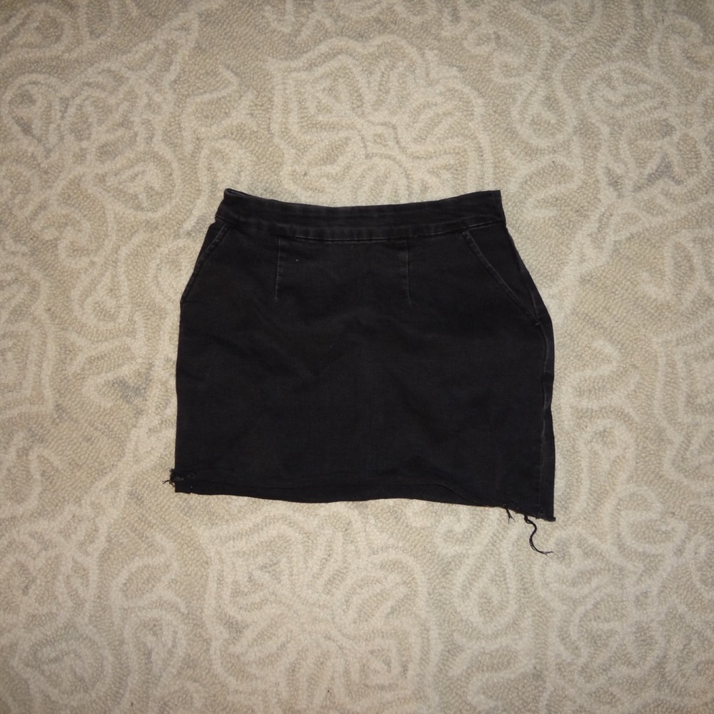 Black Denim Mini Skirt